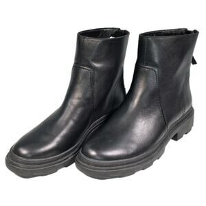 Naturalizer Joelle Women's Black Waterproof Ankle Boots Rear Zip Lug Sole Size 9